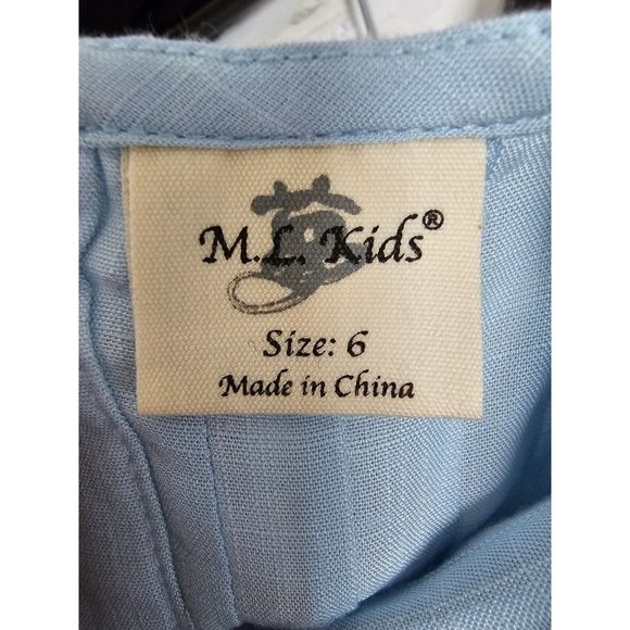 M.L. KIDS BLUE RUFFLE DRESS SHIRT SIZE 6 - Picture 7 of 7